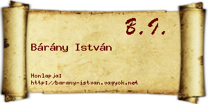 Bárány István névjegykártya